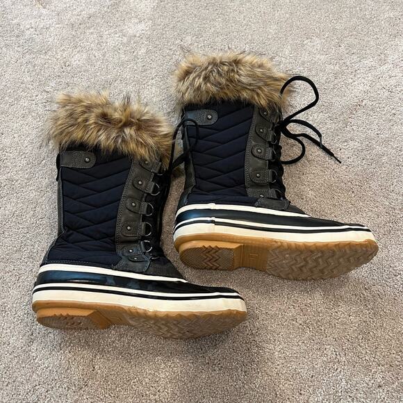 Esprit Women's Evelyn Tall Insulated Snow‎ Boot with Fur Black Brown Size 8 M - Picture 1 of 7